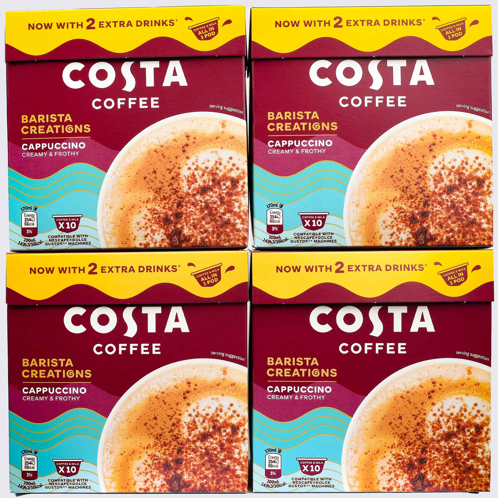 Cappuccino Costa Coffee Pods for Dolce Gusto Coffee Machine (4 x